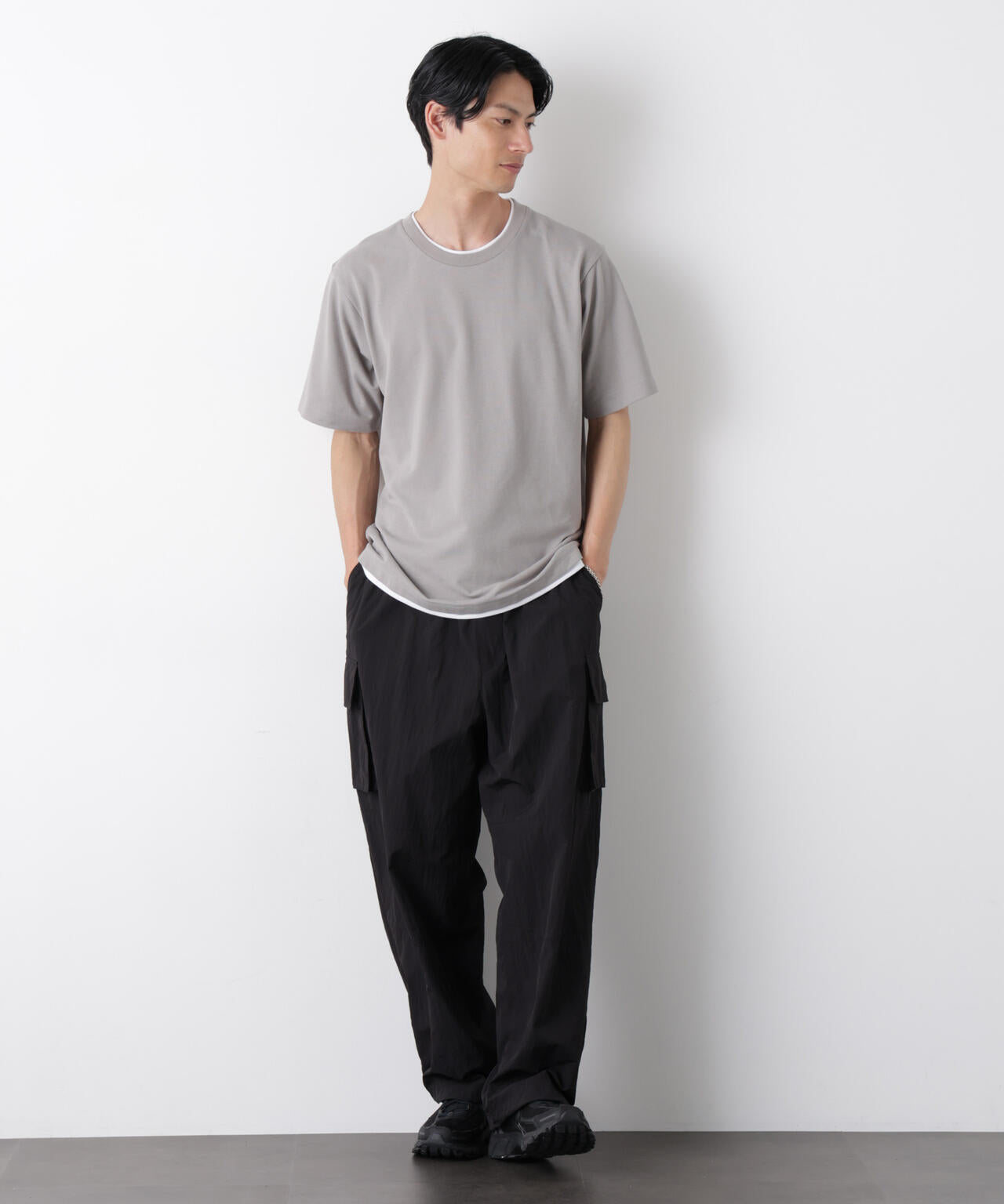 フェイクレイヤード鹿の子Tシャツ 半袖