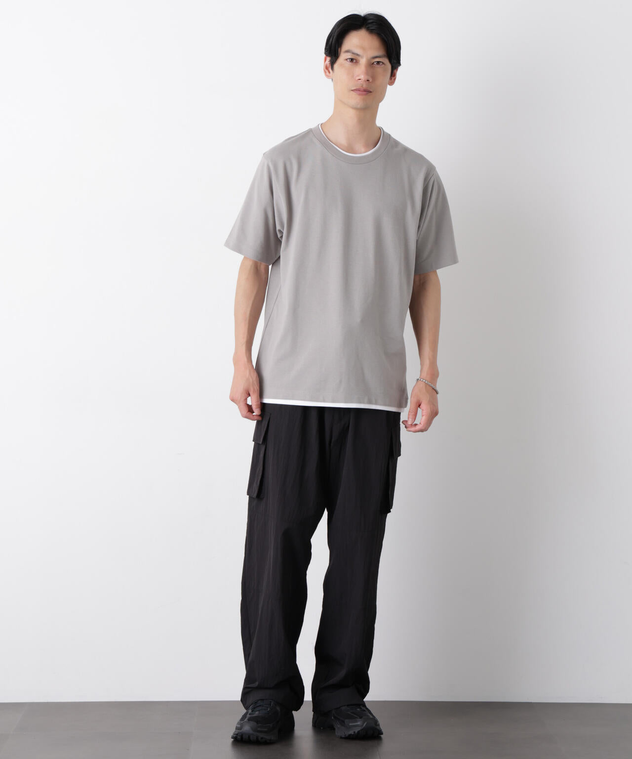 フェイクレイヤード鹿の子Tシャツ 半袖