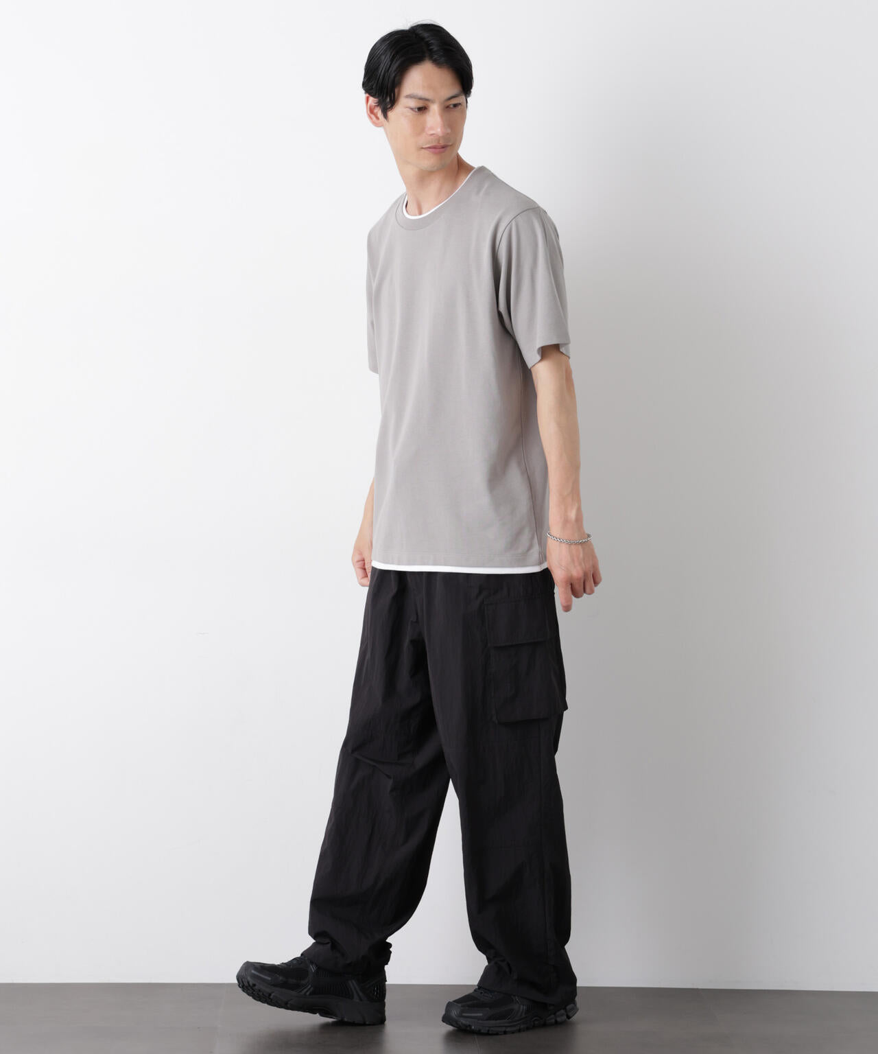 フェイクレイヤード鹿の子Tシャツ 半袖