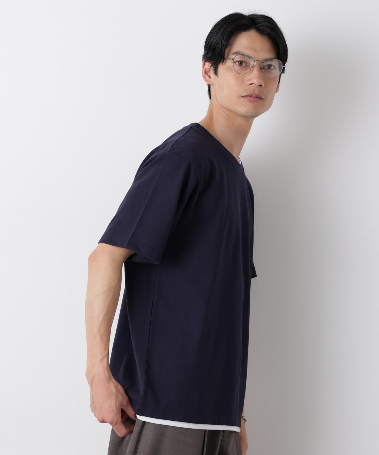 フェイクレイヤード鹿の子Tシャツ 半袖