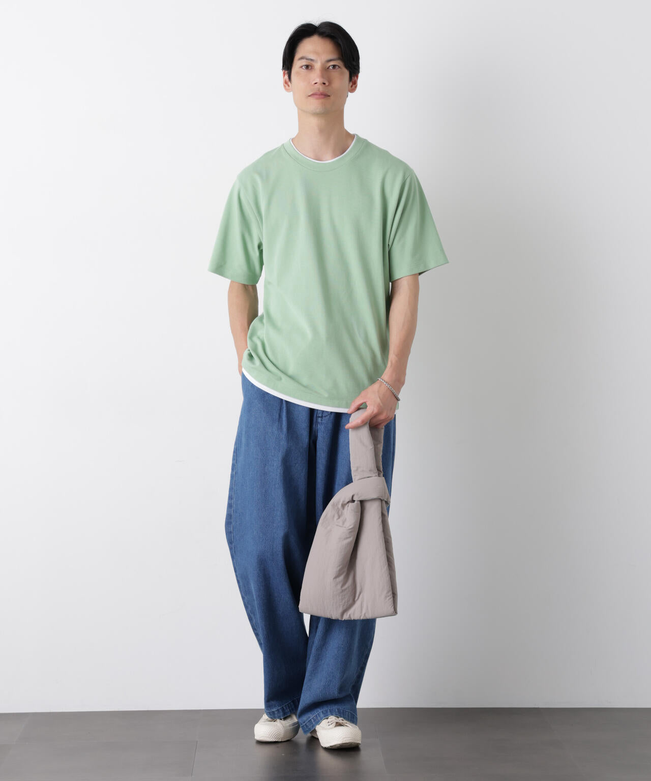 フェイクレイヤード鹿の子Tシャツ 半袖