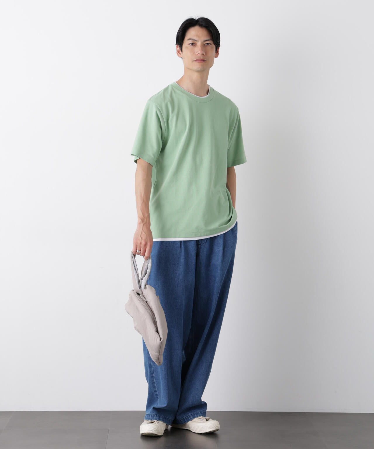 フェイクレイヤード鹿の子Tシャツ 半袖
