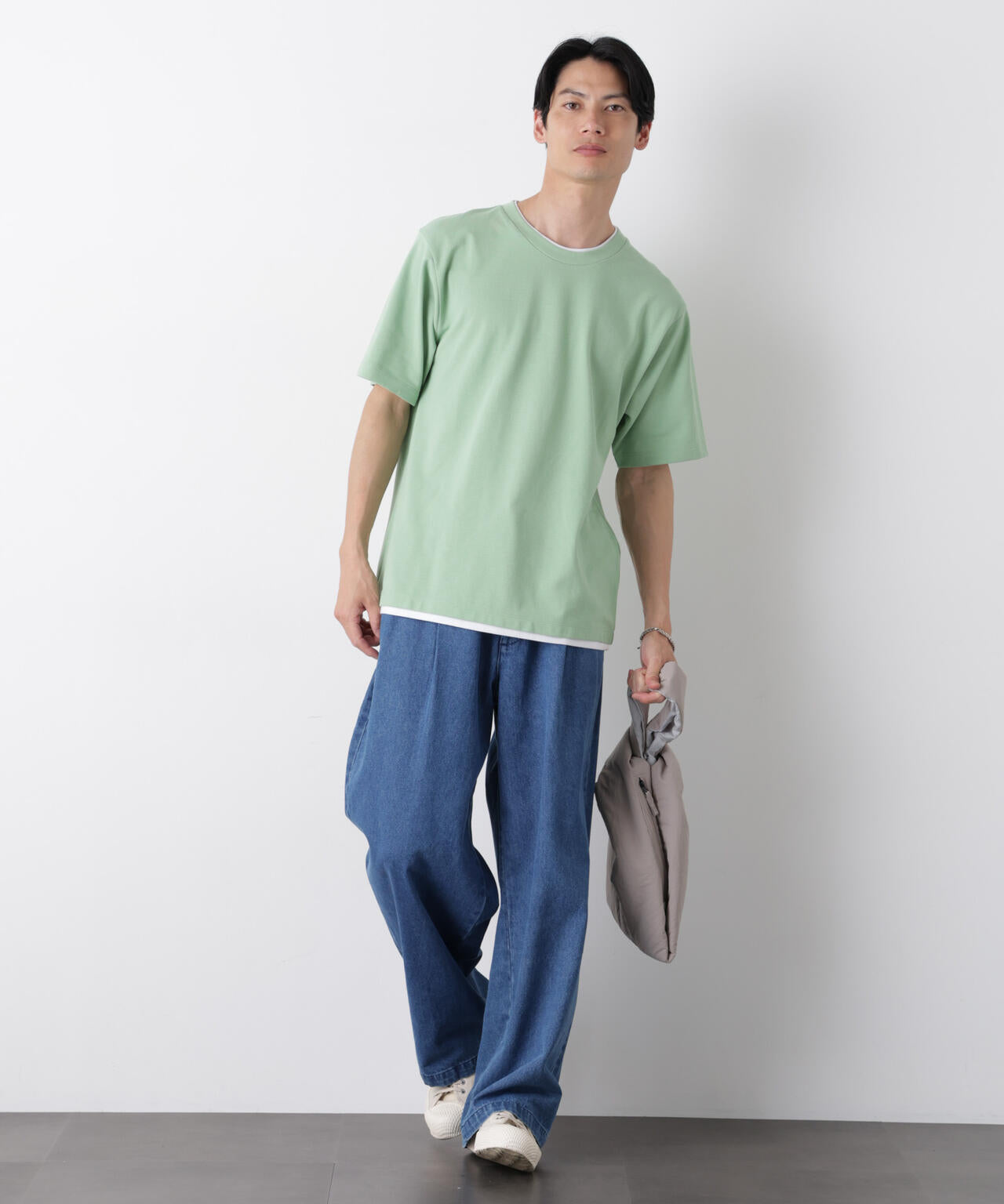 フェイクレイヤード鹿の子Tシャツ 半袖