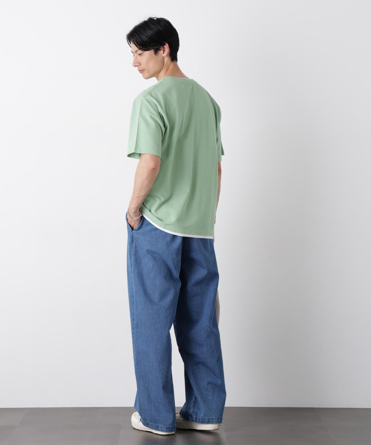 フェイクレイヤード鹿の子Tシャツ 半袖