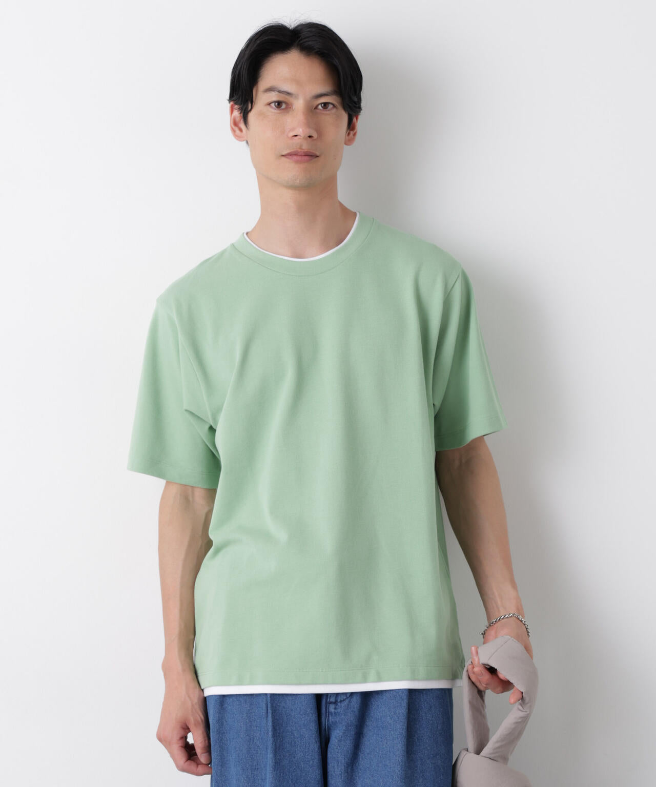 フェイクレイヤード鹿の子Tシャツ 半袖