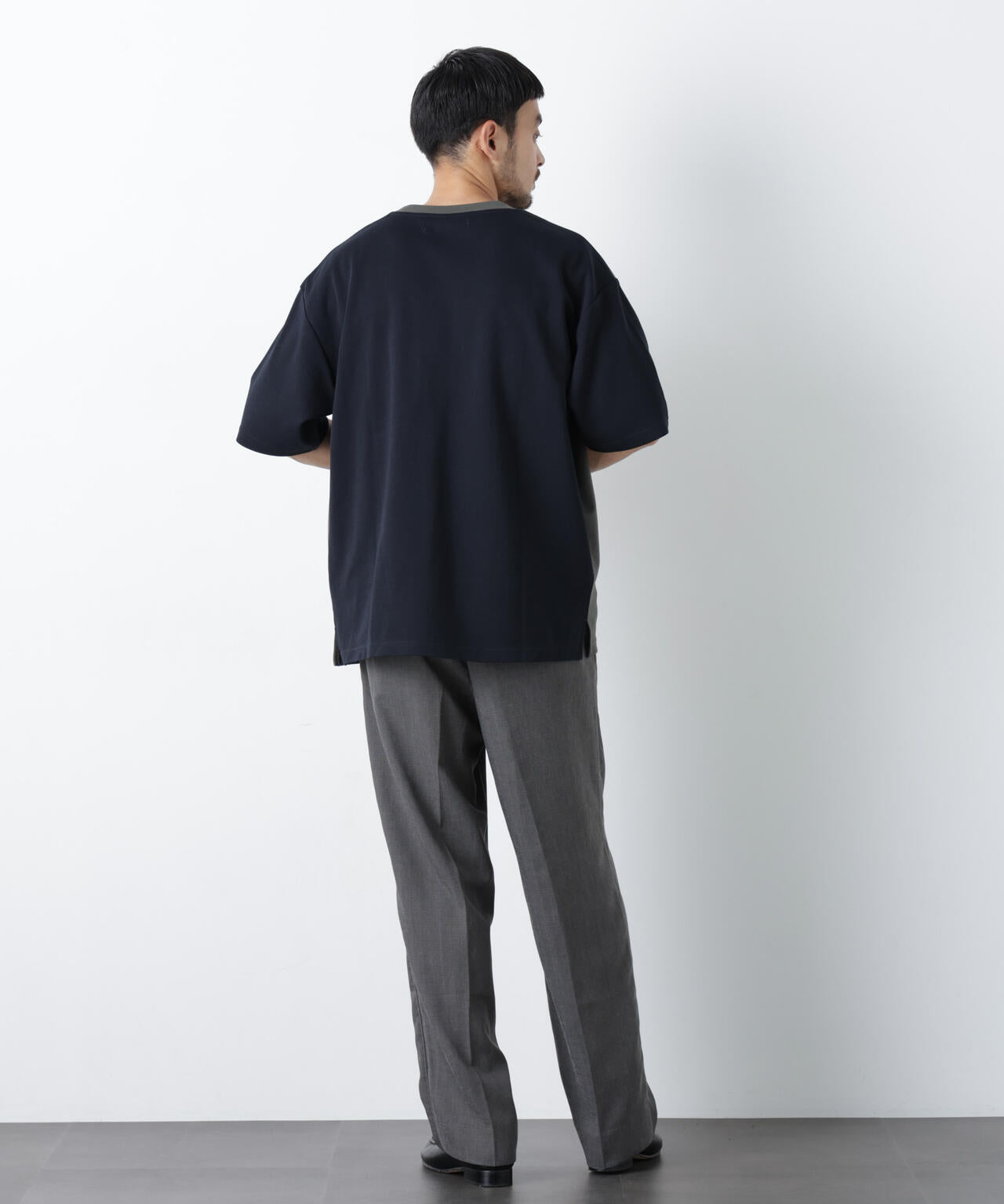 2トーンシルケット切り替えTシャツ 半袖