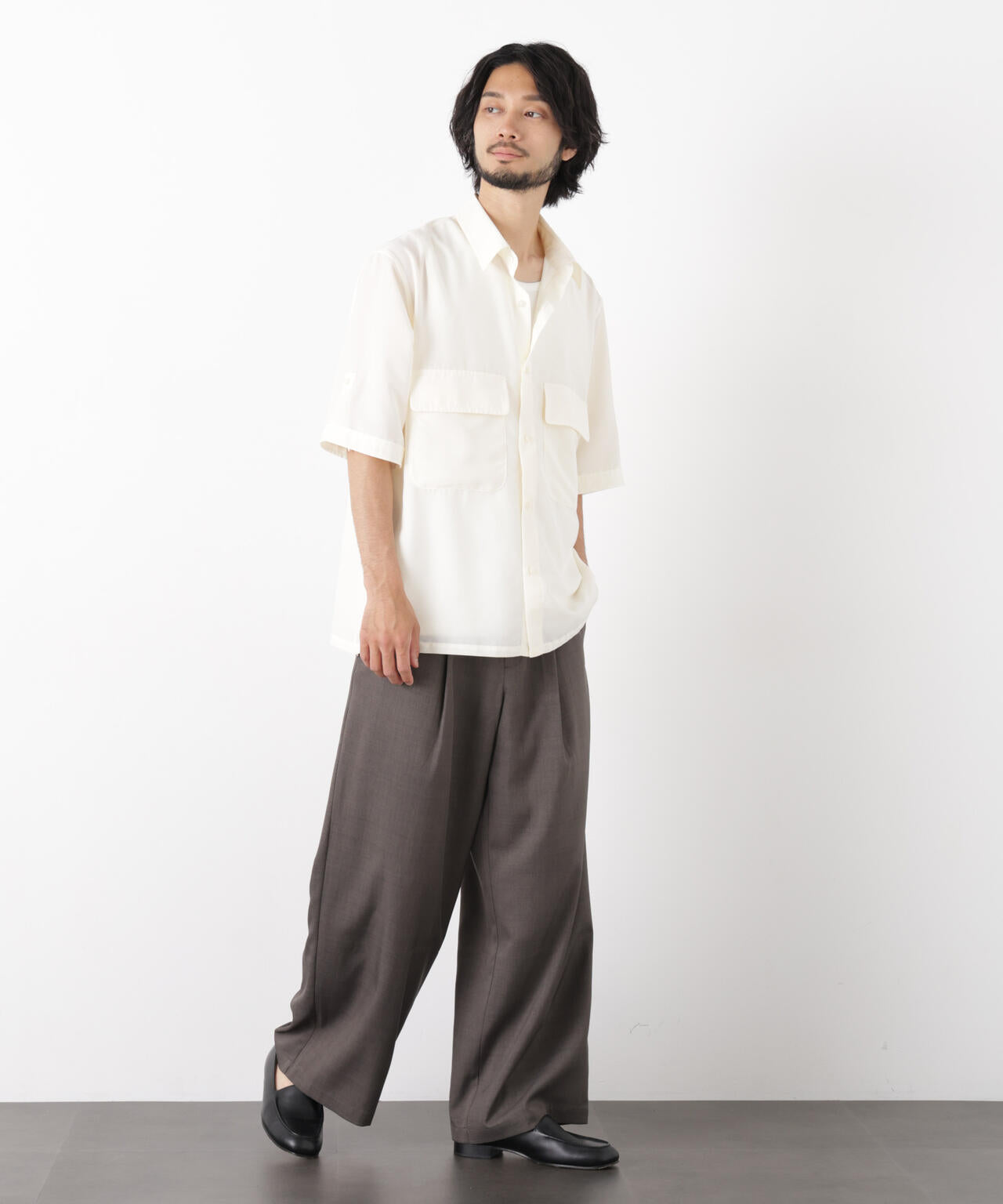 ポリエステルウィーブ ワイドパンツ