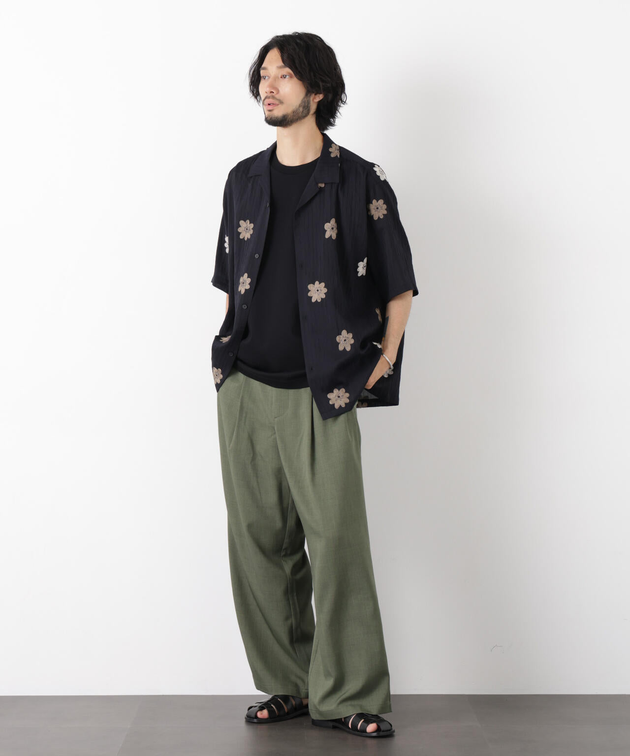 ポリエステルウィーブ ワイドパンツ