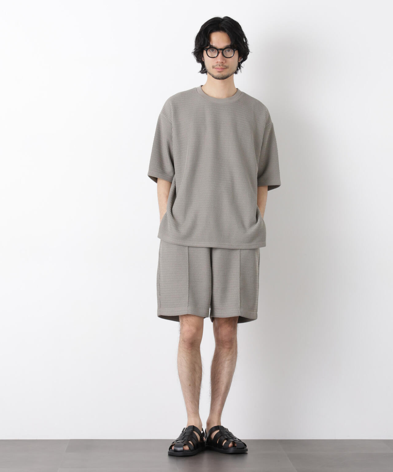 ジャガードニットソーショートパンツ（セットアップ可）
