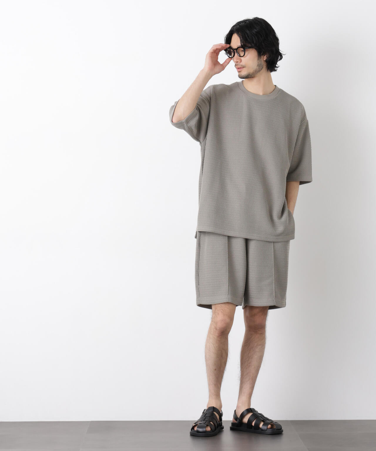 ジャガードニットソーショートパンツ（セットアップ可）