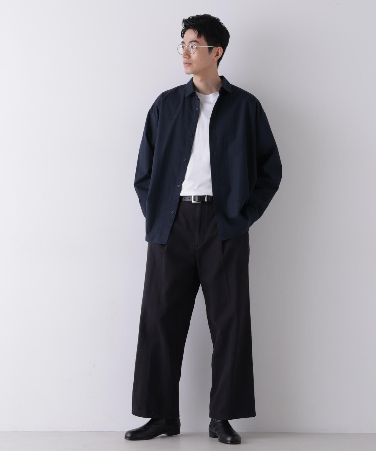ビッグドレープチェックシャツ 長袖