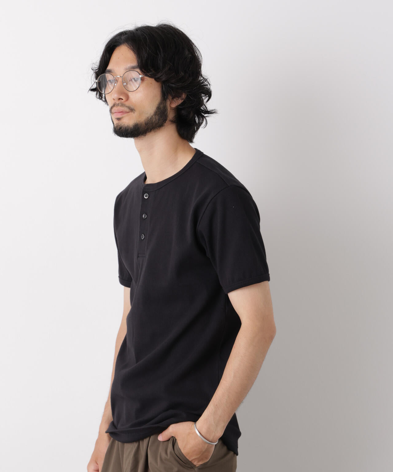 リブフライスヘンリーTシャツ 半袖