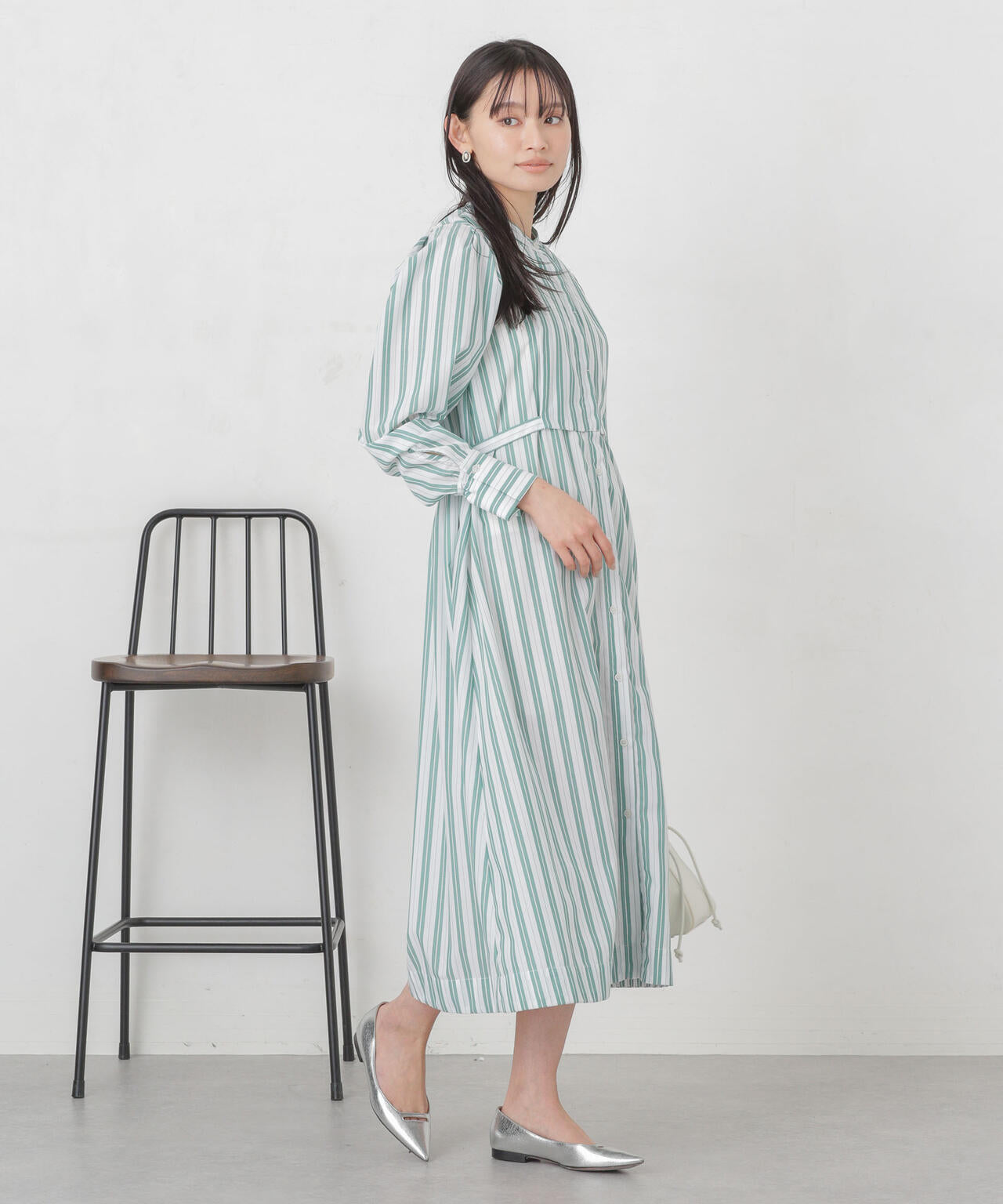 マルチストライプシャツドレス
