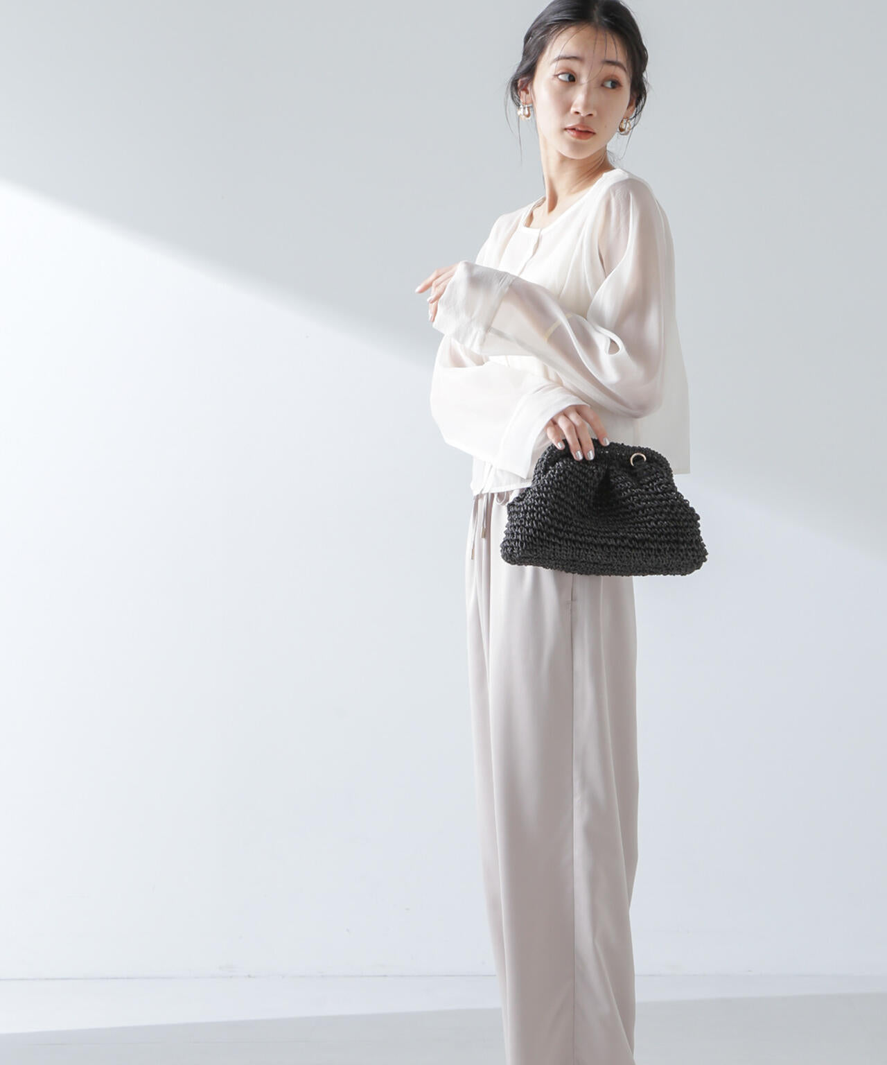 前後2wayワイドスリーブクロップドワイドシャツ