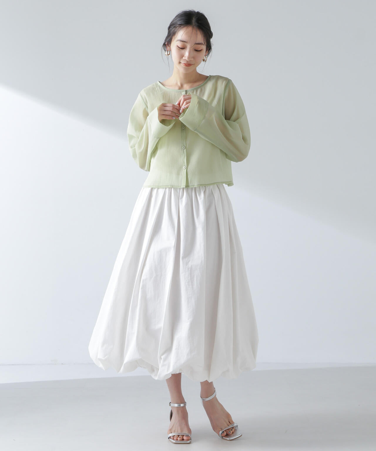 前後2wayワイドスリーブクロップドワイドシャツ
