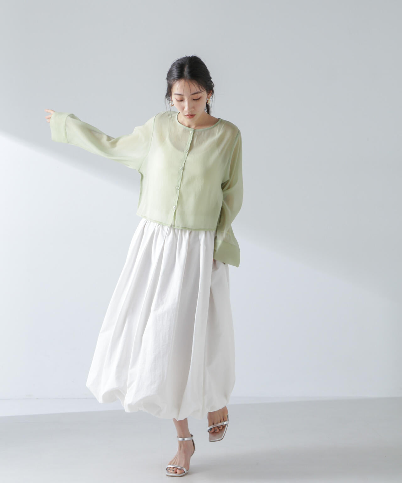 前後2wayワイドスリーブクロップドワイドシャツ