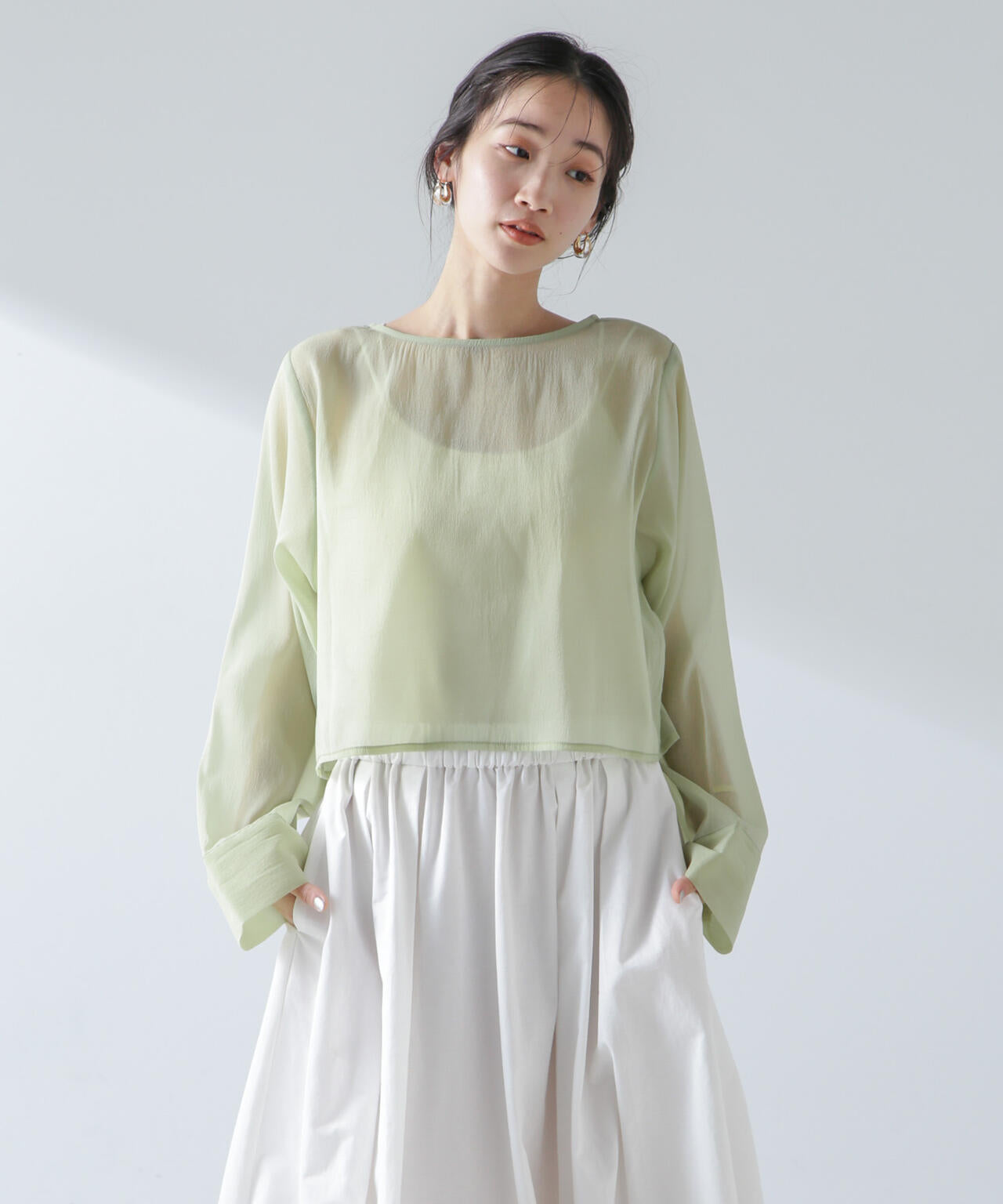 前後2wayワイドスリーブクロップドワイドシャツ