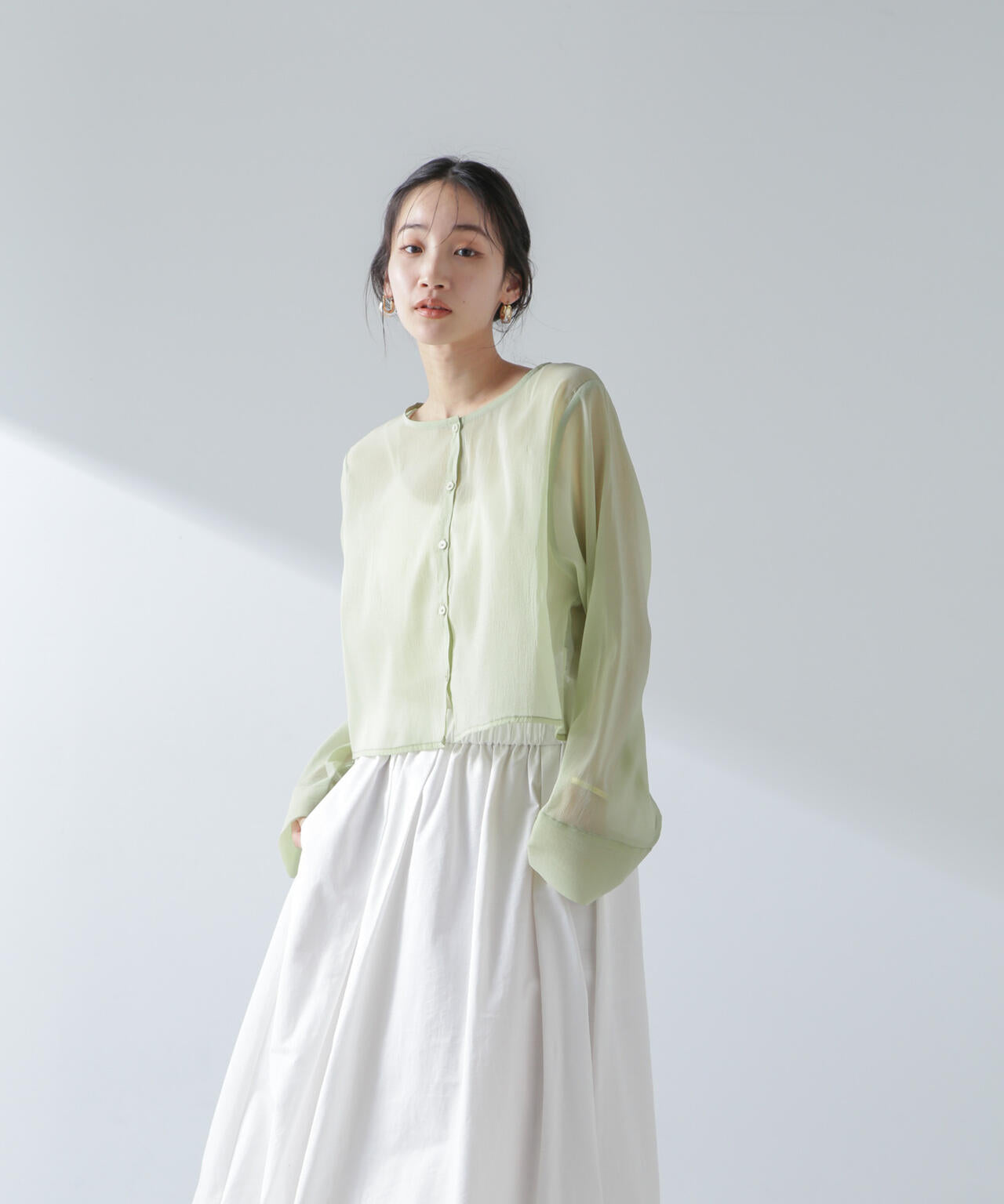 前後2wayワイドスリーブクロップドワイドシャツ