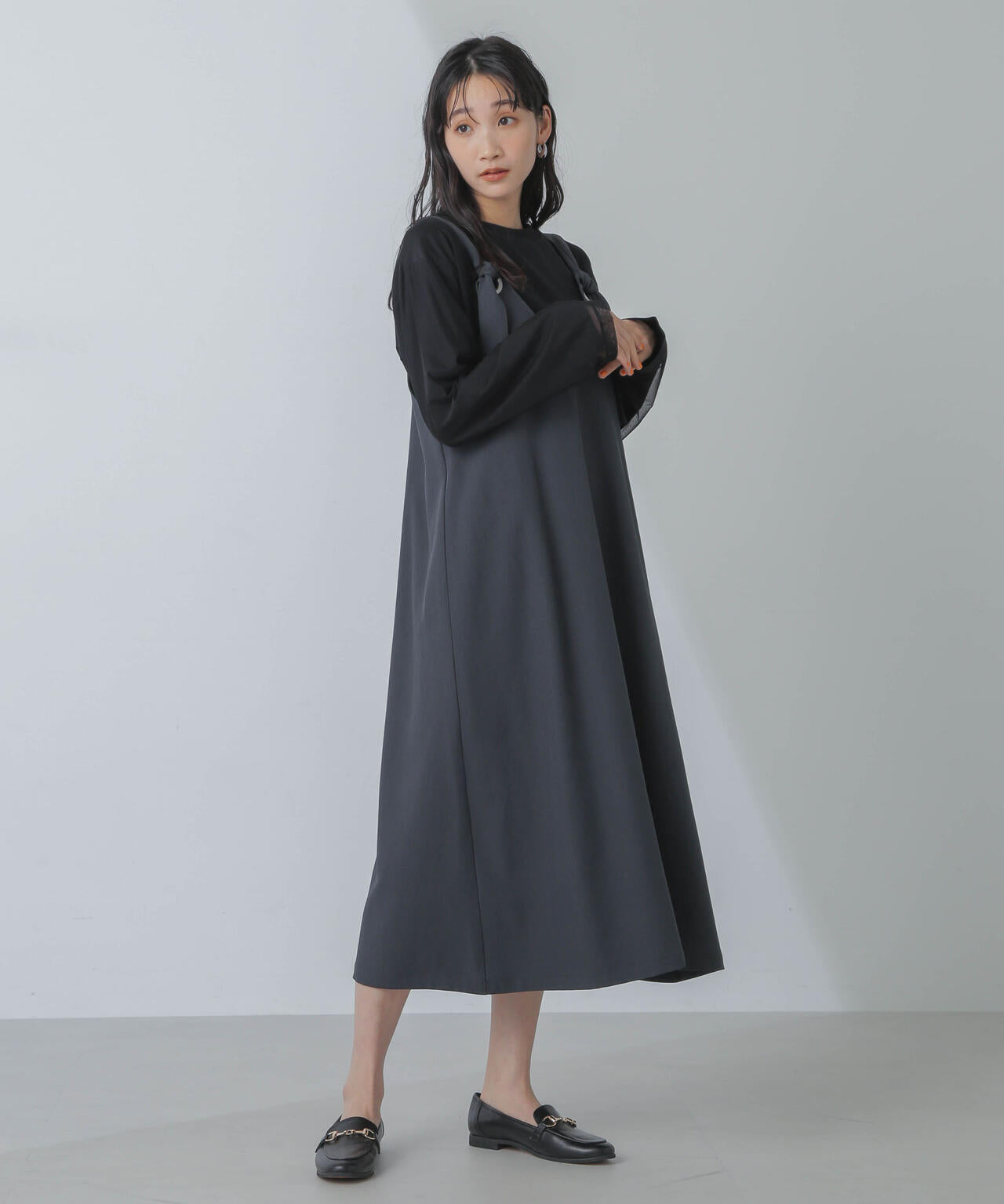 チュールレイヤードロングスリーブTシャツ