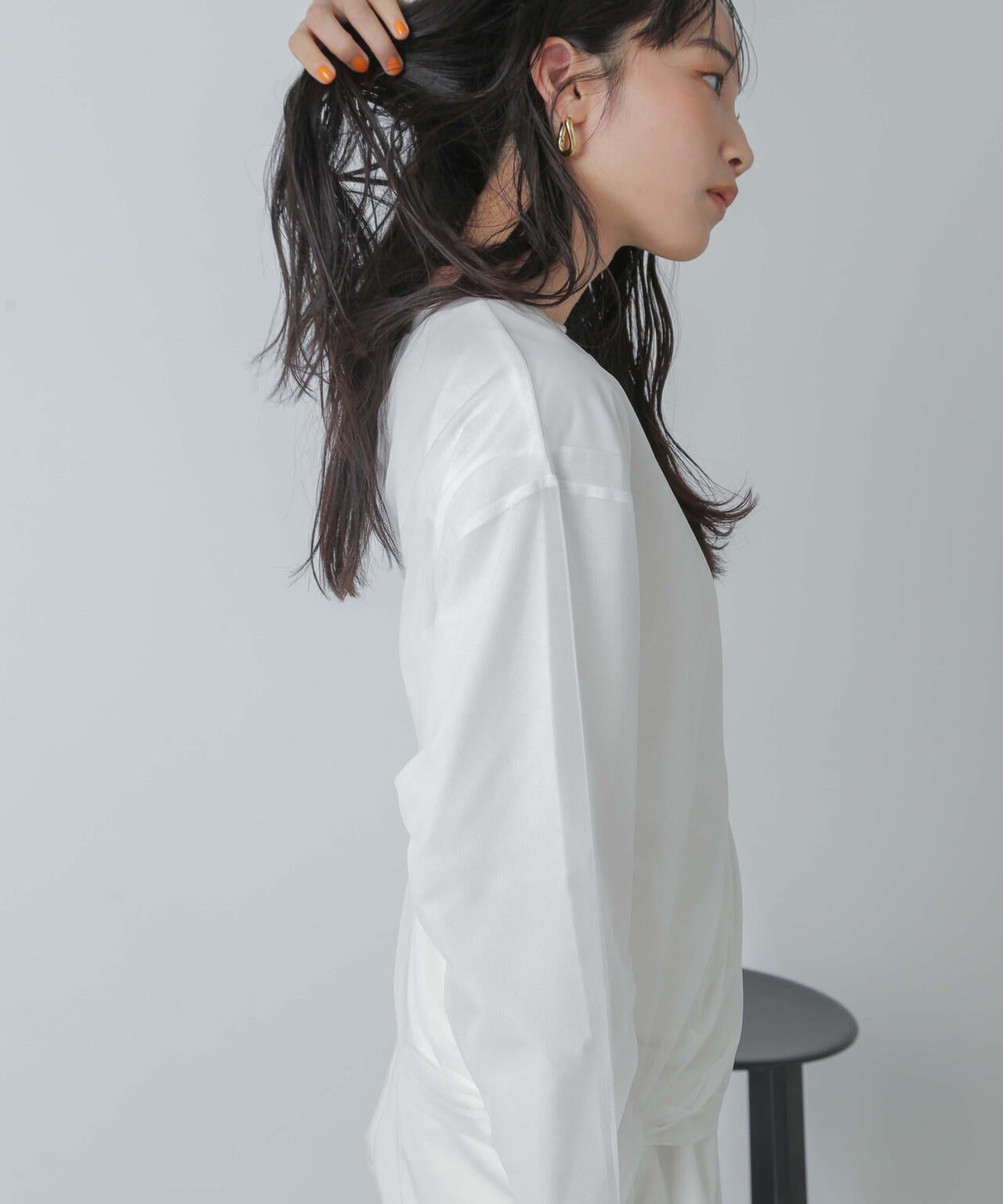 チュールレイヤードロングスリーブTシャツ