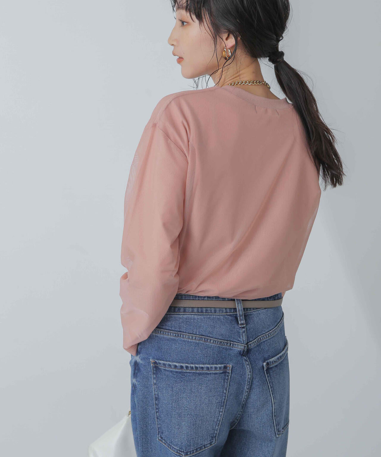 チュールレイヤードロングスリーブTシャツ