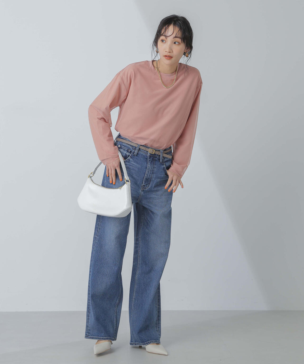 チュールレイヤードロングスリーブTシャツ