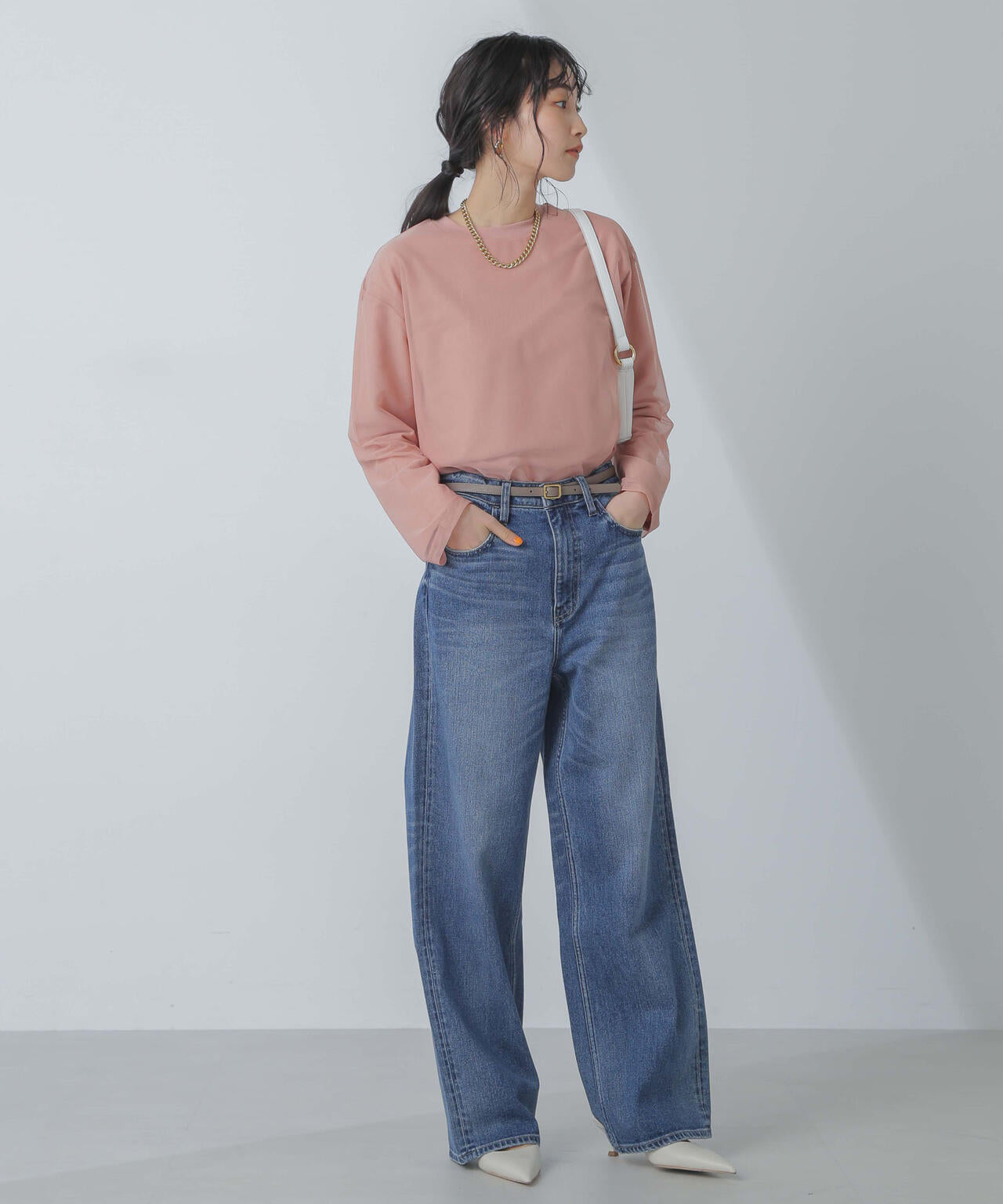 チュールレイヤードロングスリーブTシャツ
