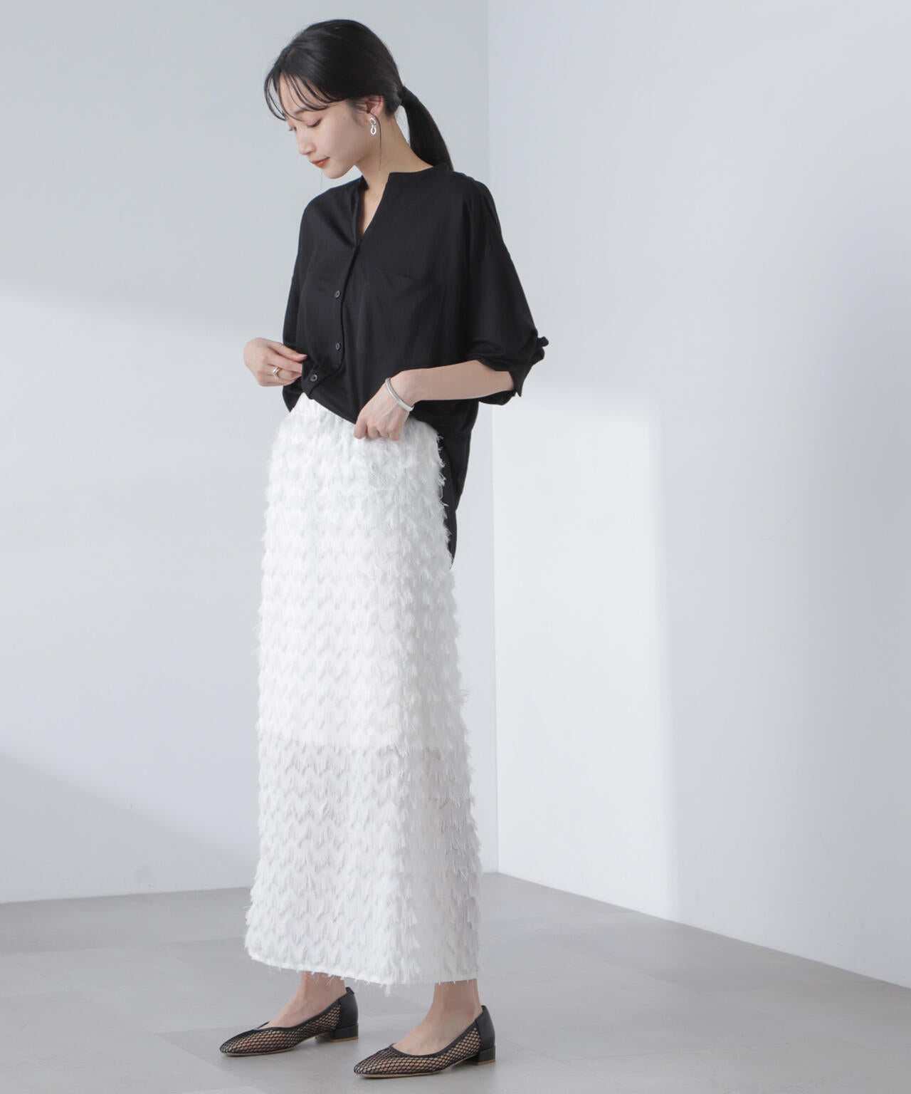 シアーカットワイドシャツ