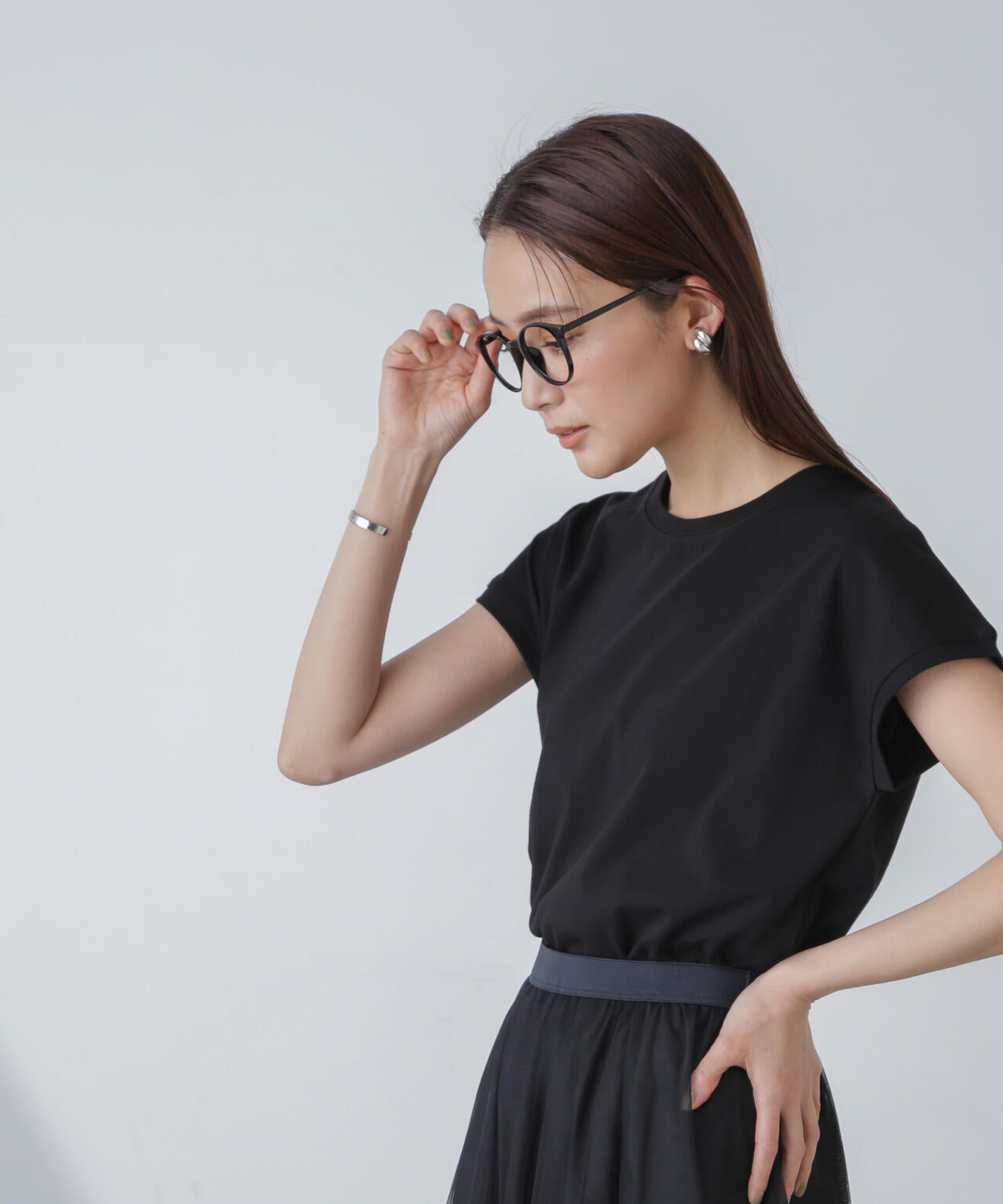 汗染み防止加工接触冷感フレンチスリーブTシャツ