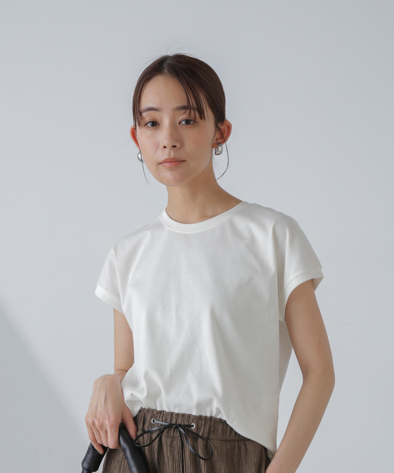 汗染み防止加工接触冷感フレンチスリーブTシャツ