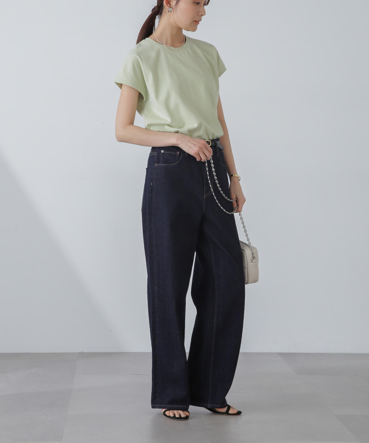 汗染み防止加工接触冷感フレンチスリーブTシャツ