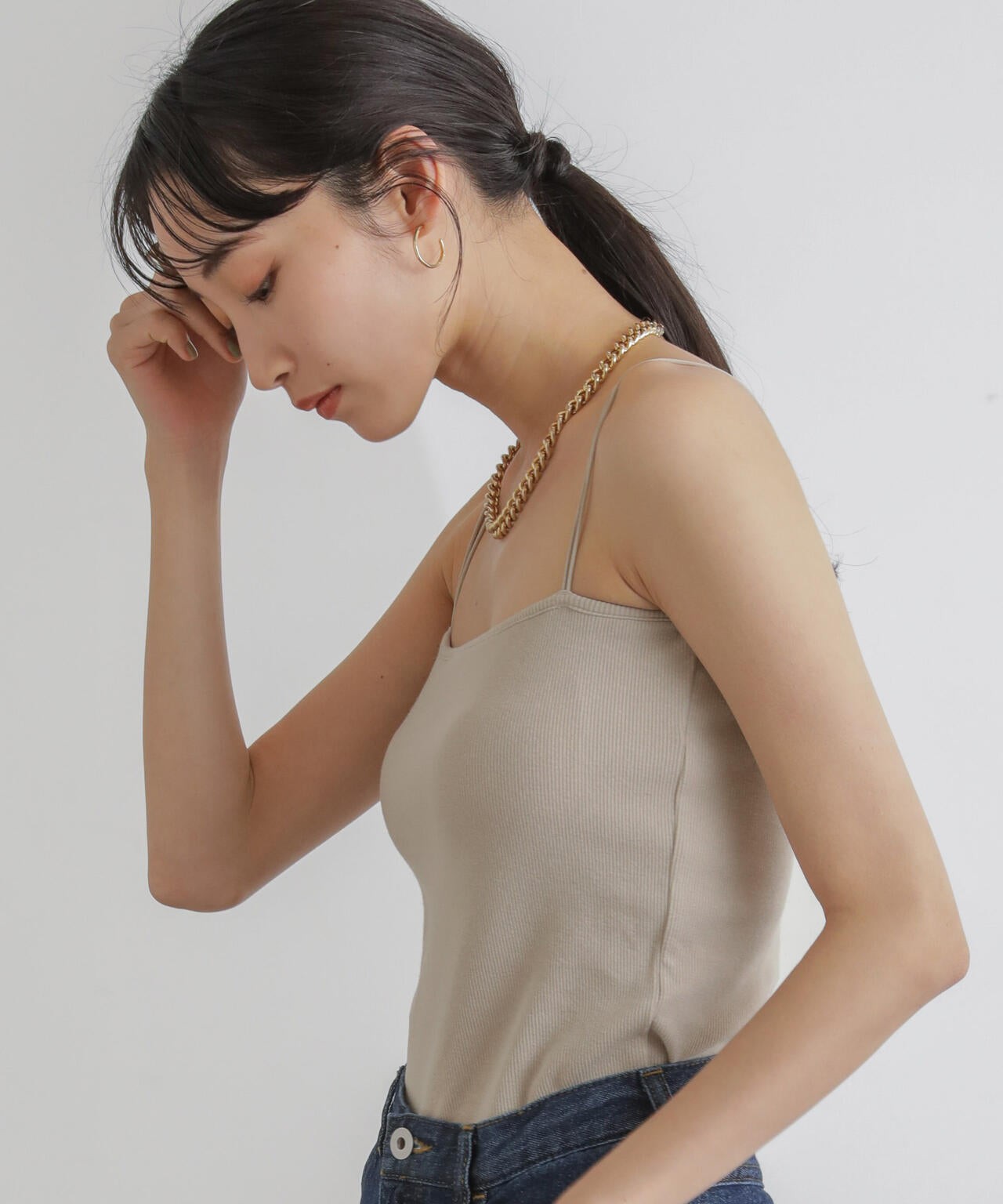 抗菌防臭リブカップ付きダブルストラップキャミソール