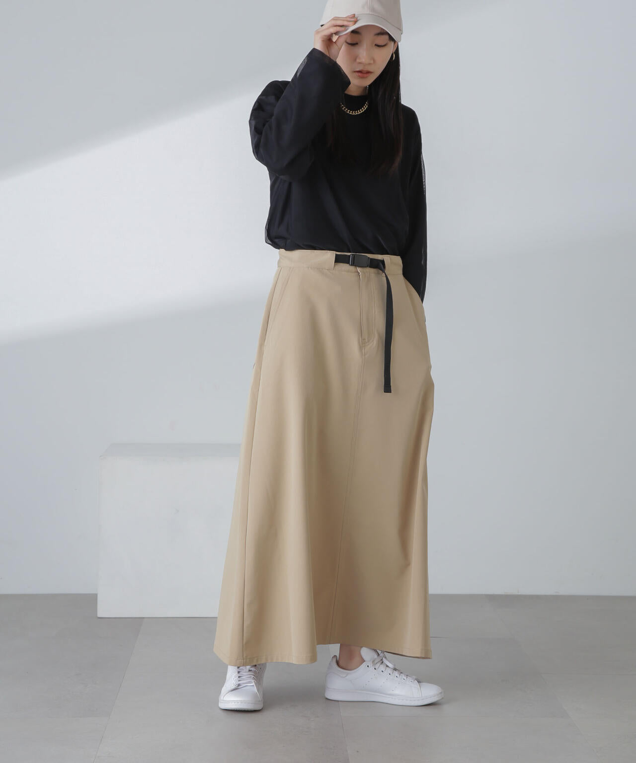 マキシスカート 多機能軽量ストレッチ-SHELTECH(セットアップ可)