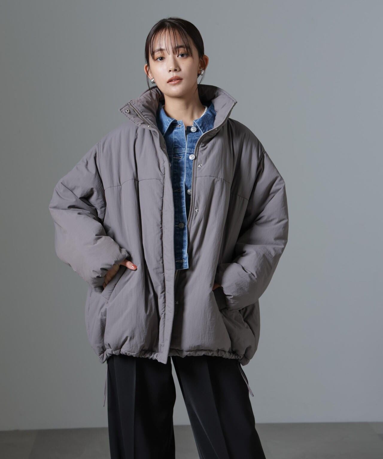 撥水加工 中綿スタンドオーバージップブルゾン