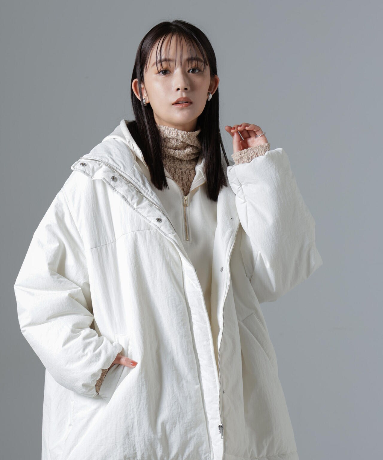 撥水加工 中綿スタンドオーバージップブルゾン