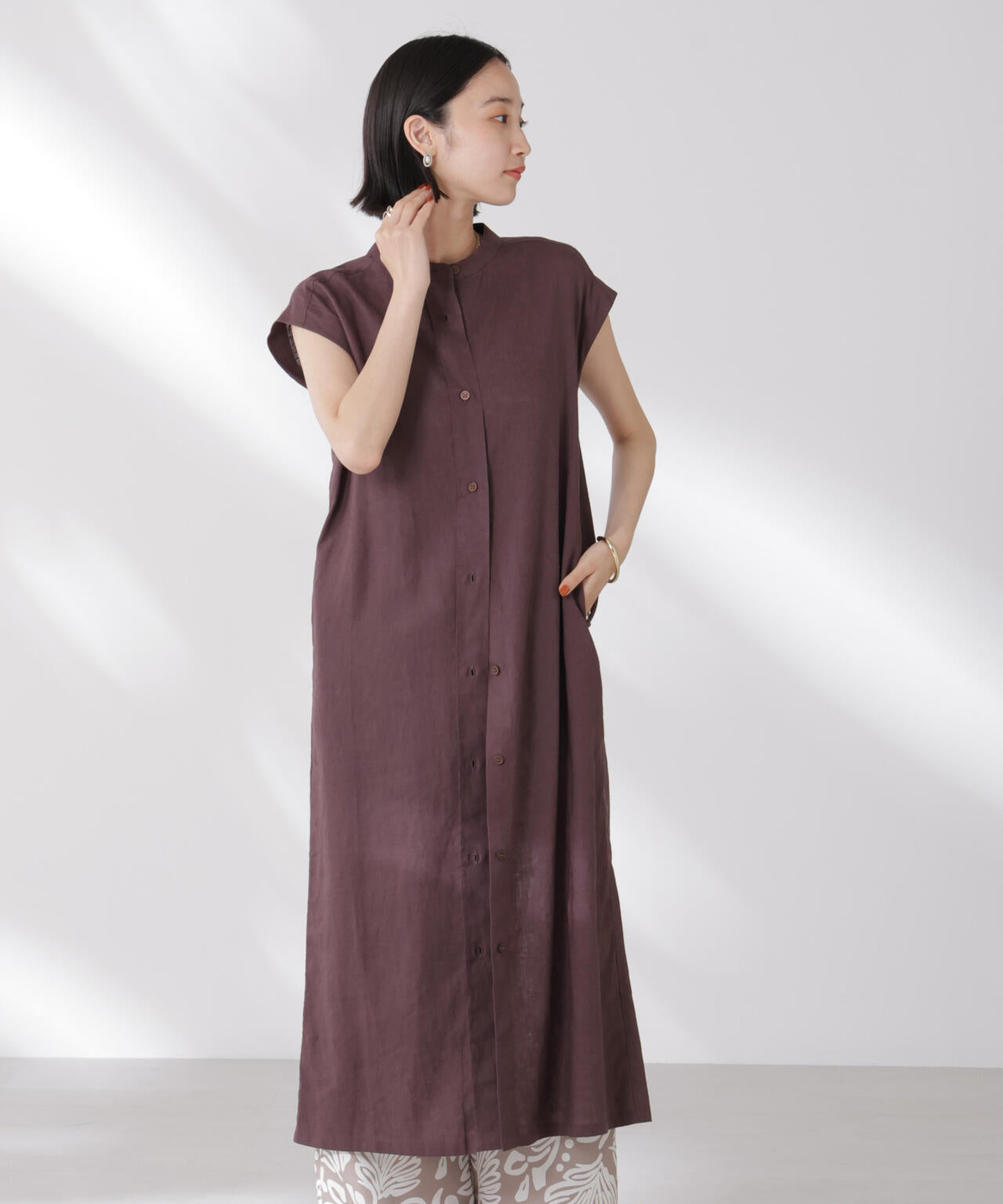 Anti Smell Linen フレンチスリーブワンピース