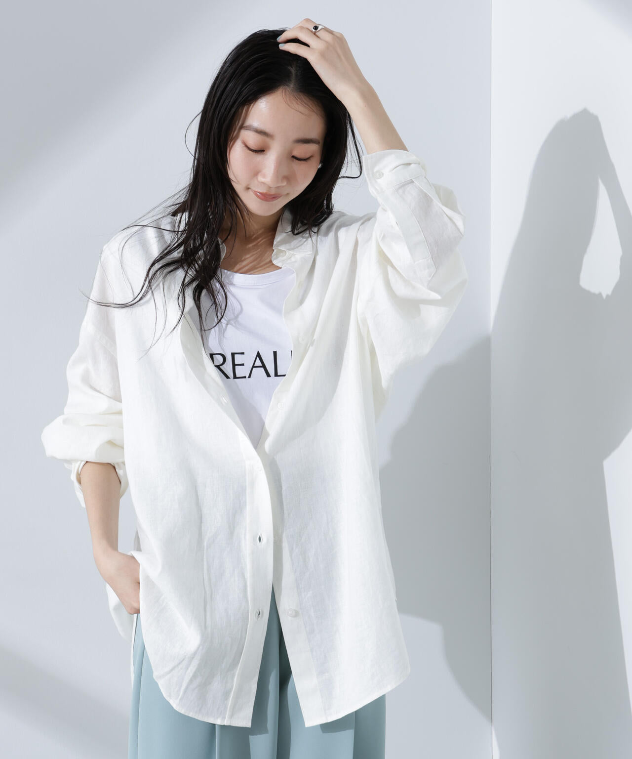 Anti Smell Linen ベーシックワイドシャツ