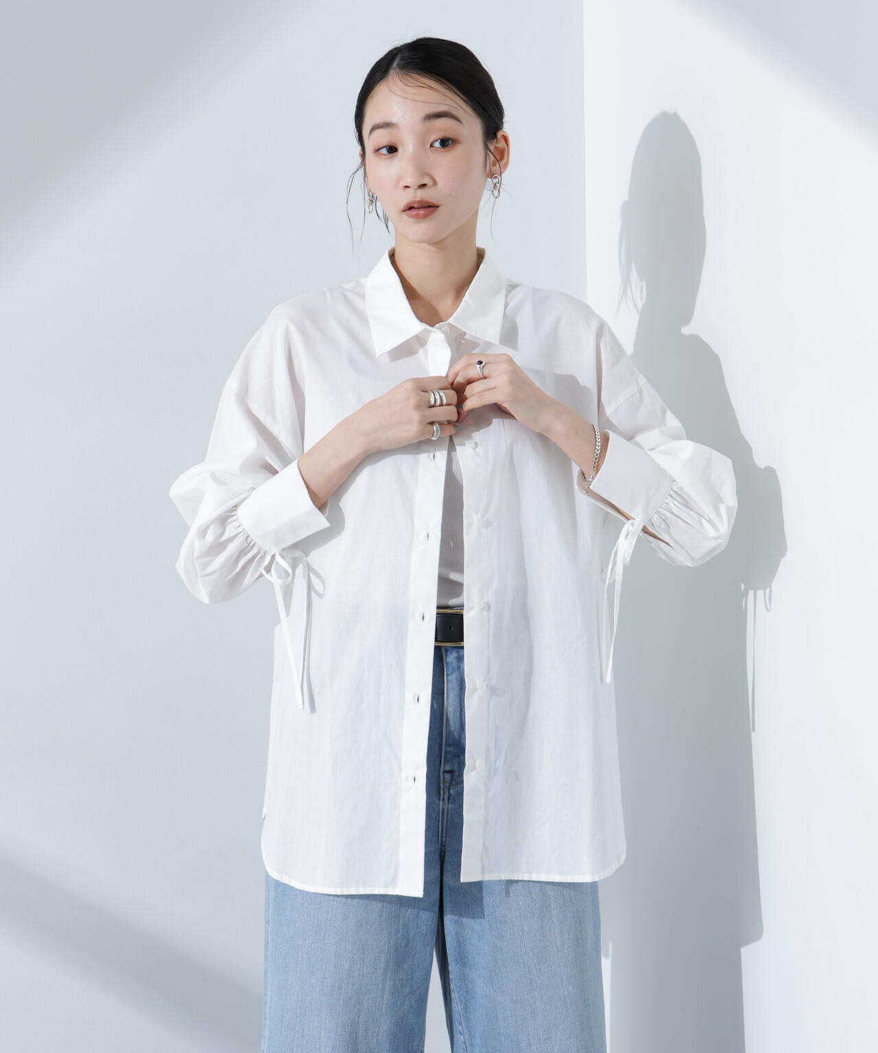 リボンスリーブシャツ