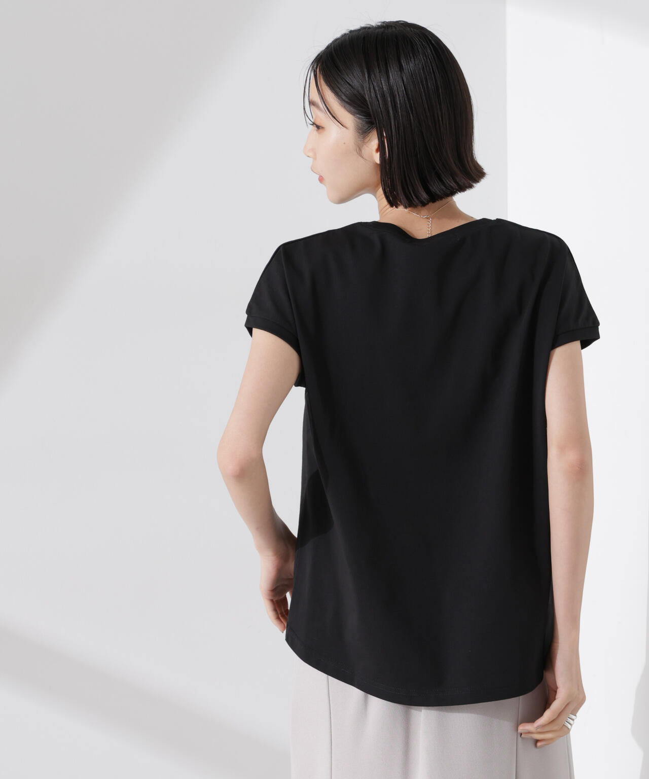 汗染み防止加工接触冷感フレンチスリーブTシャツ