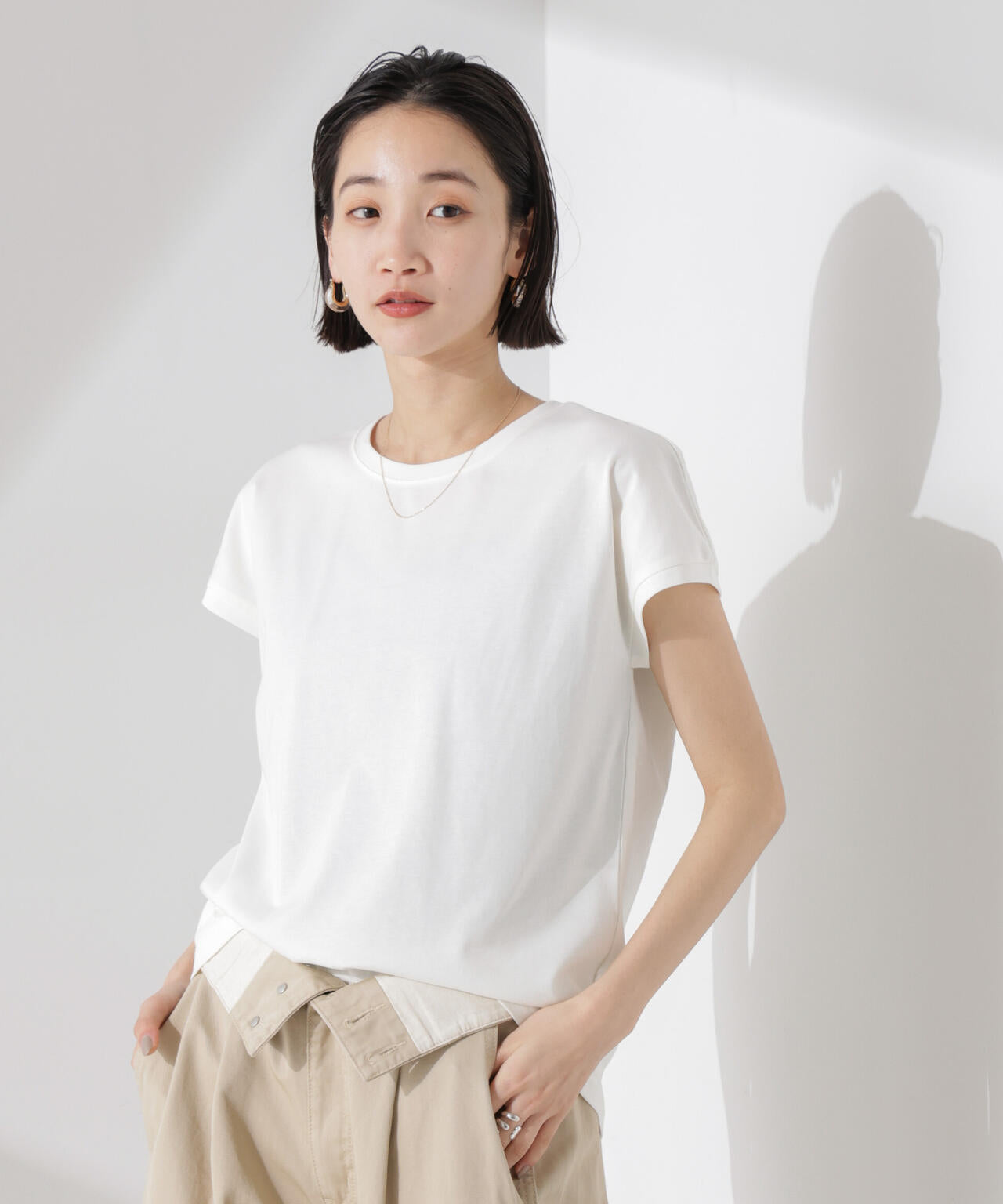 汗染み防止加工接触冷感フレンチスリーブTシャツ