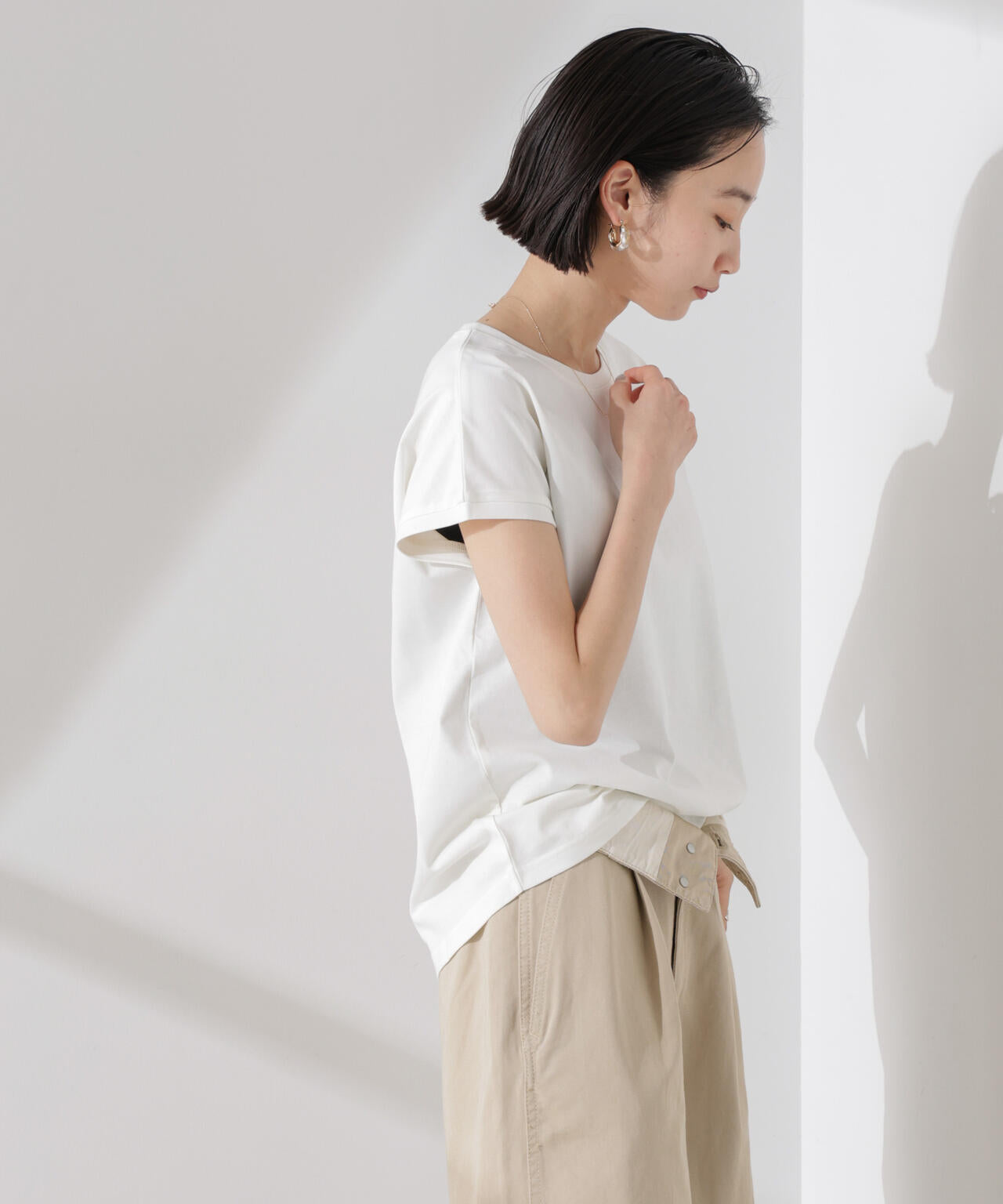 汗染み防止加工接触冷感フレンチスリーブTシャツ