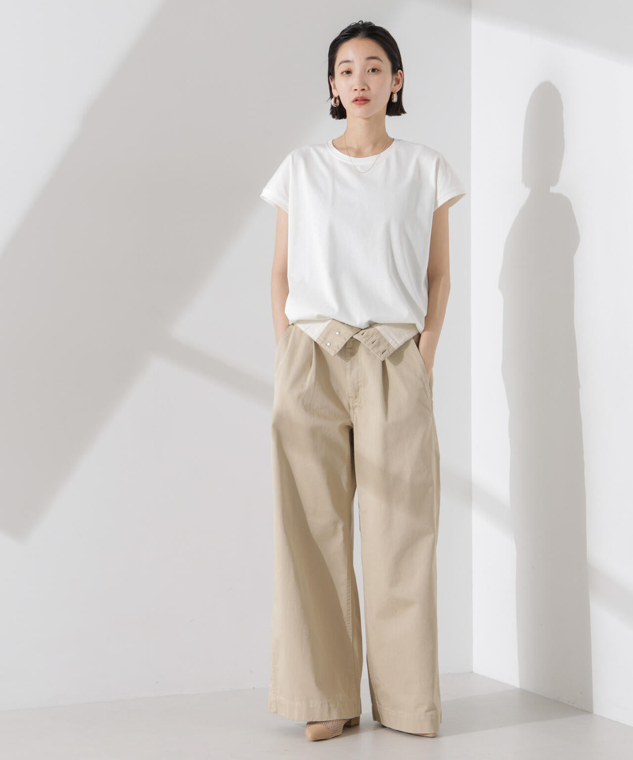汗染み防止加工接触冷感フレンチスリーブTシャツ