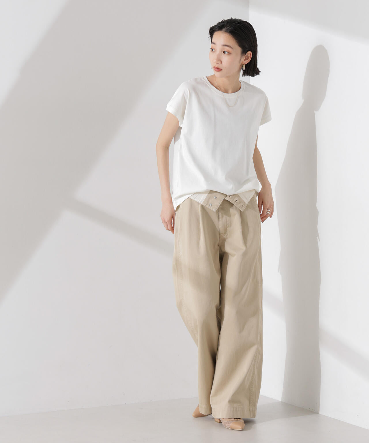 汗染み防止加工接触冷感フレンチスリーブTシャツ