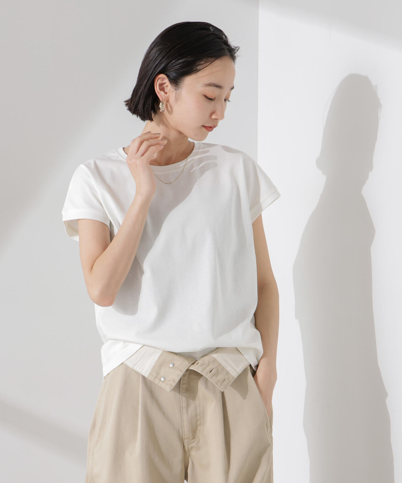汗染み防止加工接触冷感フレンチスリーブTシャツ