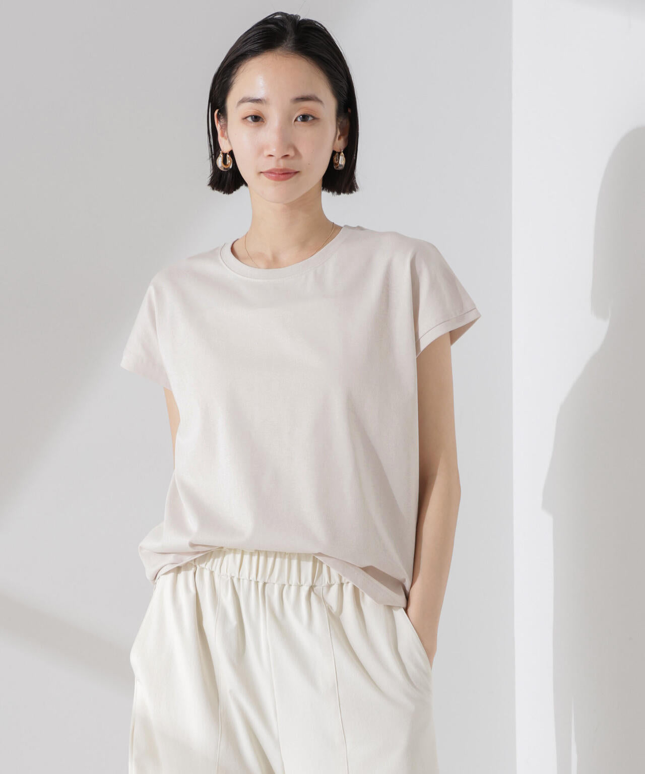 汗染み防止加工接触冷感フレンチスリーブTシャツ