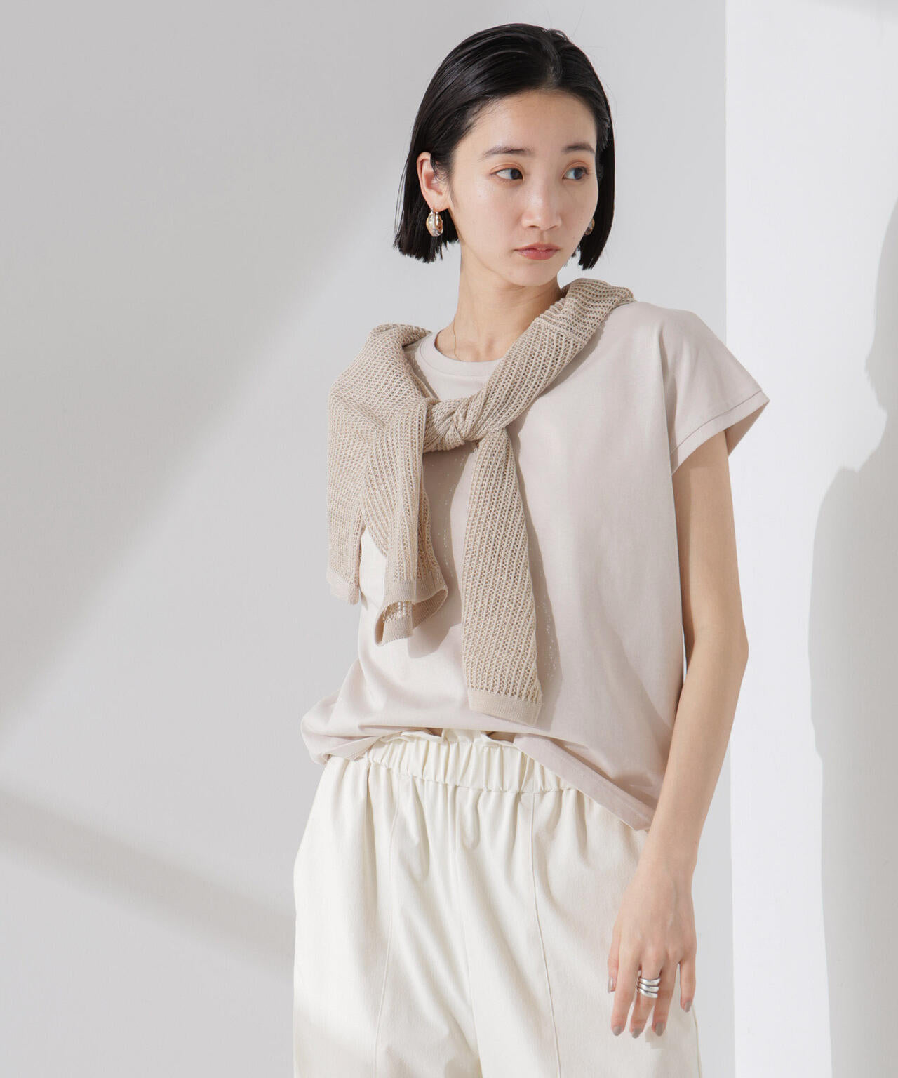 汗染み防止加工接触冷感フレンチスリーブTシャツ