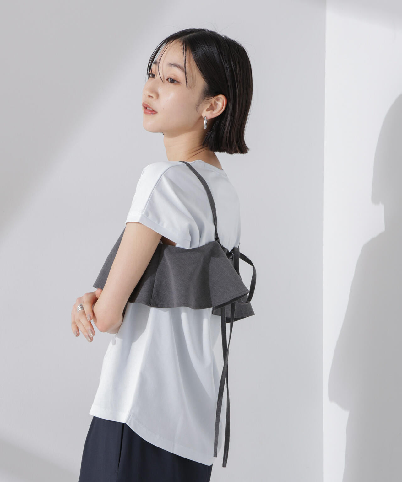 汗染み防止加工接触冷感フレンチスリーブTシャツ