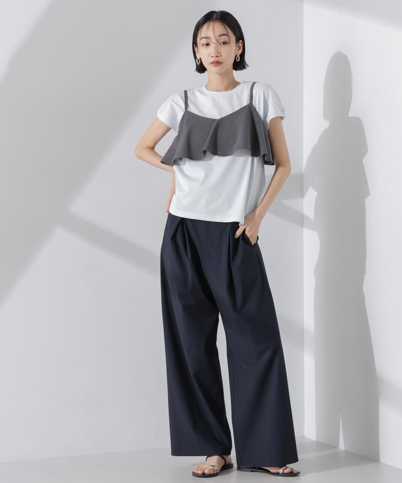 汗染み防止加工接触冷感フレンチスリーブTシャツ