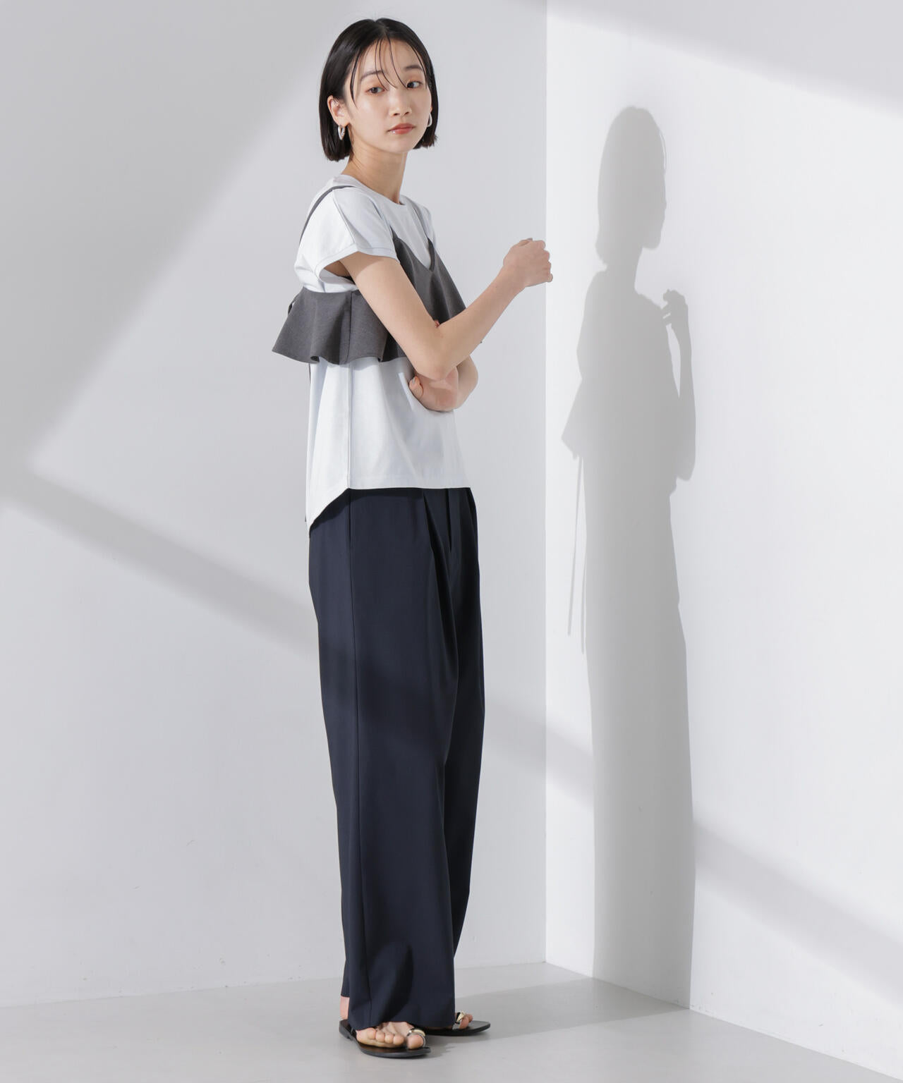 汗染み防止加工接触冷感フレンチスリーブTシャツ
