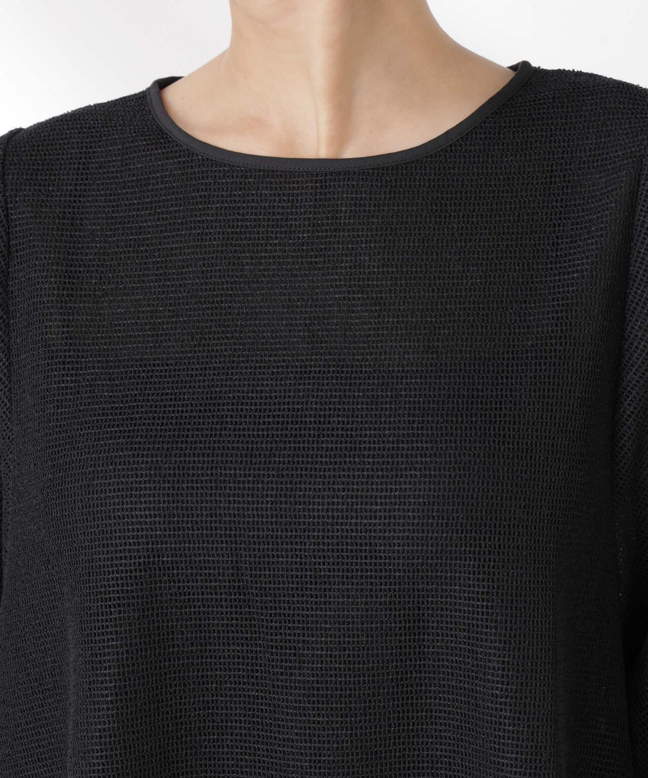 メッシュ×シフォンコンビチュニックトップス